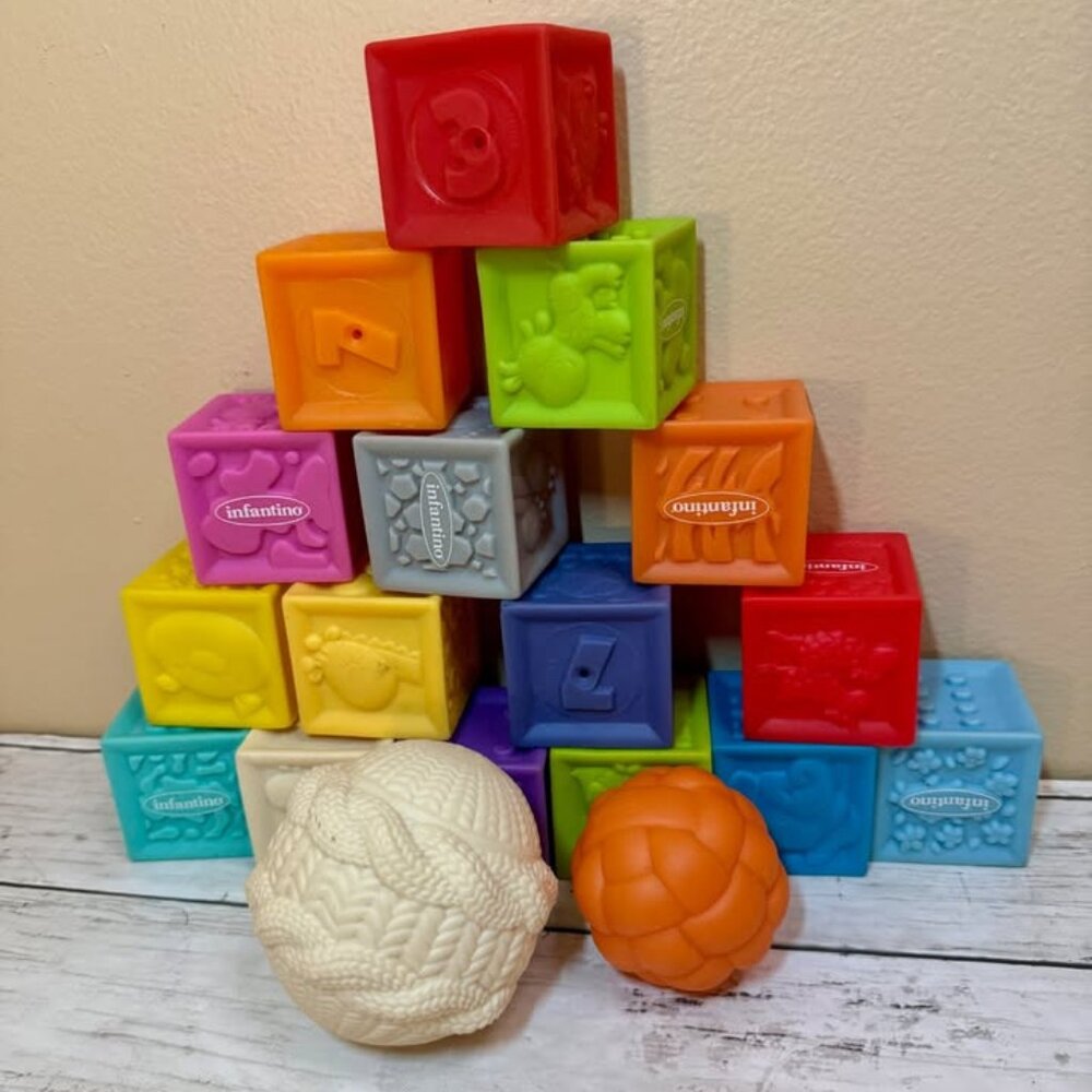 Baby Blocks and balls - Soft Rubber Toy Blocks for Stacking